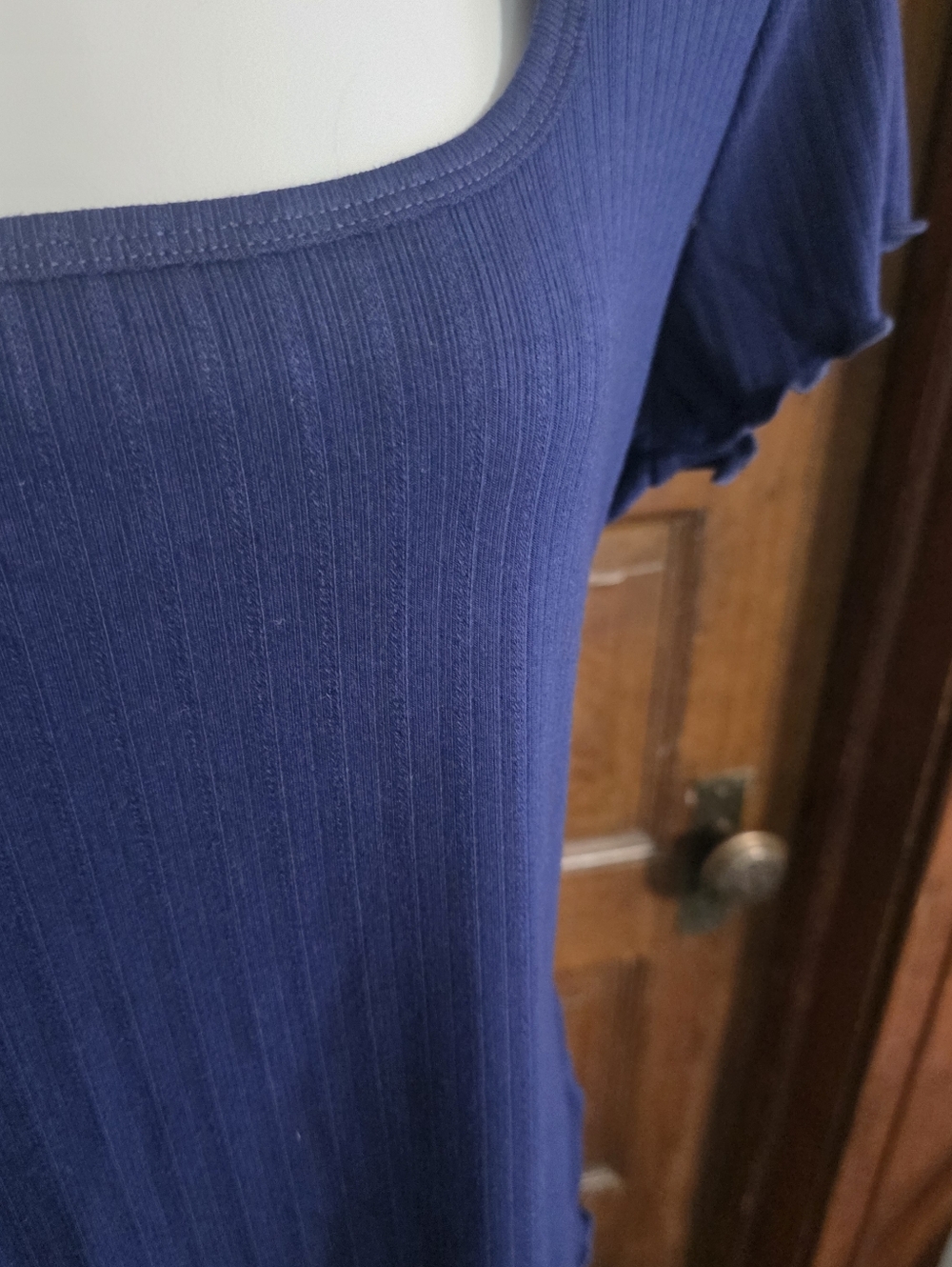 Torrid Square Neck Lettuce Trim Top Medieval Blue Size 2X - Picture 8 of 15